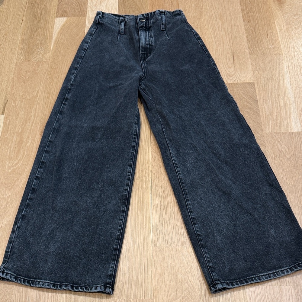 Zara black high waisted  wide leg Denim Trousers